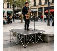 Plateforme de Scène Portative Système modulaire de plate-forme de scène portable d'épissure 100 x 100 122 x 122 cm, scènes de spectacles en contreplaqué commercial avec(H-20cm/0.7ft,30x30cm/1x1ft)