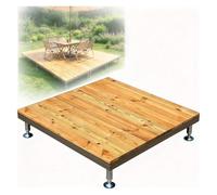 Plateforme de Terrasse Modulaire Bois Composite, Kit de Terrasse Flottante | Sol surélevé bas profil, Carreaux Encastrables à Hauteur Réglable, pour Camping Jardin Extérieur(84cm/33in)