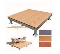 Plateforme de Terrasse Modulaire WPC, Carreaux Encastrables en Composite | Revêtement de Sol Extérieur à Hauteur Réglable, Cadre Métallique, pour Jardin, Camping, Scène(Natural,100cm/39in)