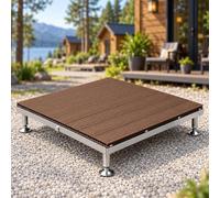 Plateforme de Terrasse pour Cabane, Base de Terrasse Extérieure Surélevée | Module de 100 × 100 cm, Pieds Réglables, Cadre en Acier Inoxydable, pour Campings et Locations de Vacances(Brown)