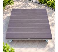 Plateforme de terrasse WPC 100 x 100 cm avec pieds métalliques réglables | Plancher extérieur modulaire, lames composites effet bois et cadre métal, hauteur 20 à 26 cm(Rosewood)