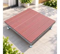 Plateforme de terrasse WPC 100 x 100 cm avec pieds métalliques réglables | Plancher extérieur modulaire, lames composites effet bois et cadre métal, hauteur 20 à 26 cm(Mahogany)