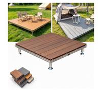 Plateforme de Terrasse WPC Modulare Revêtement Extérieur à Hauteur Réglable | Structure en Acier, Terrasse Composite à Embouts pour Jardin, Terrasse et Camping(Red,84cm/33in)