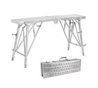 Plateforme de travail pliable réglable, Banc de plate-forme d'échafaudage en acier lourd, Capacité de 200kg, Tabouret d'échelle en acier portable pour les tâches de peinture et de lavage(L:200cm)