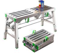 Plateforme de Travail Portable en Acier avec échafaudage, Hauteur réglable et capacité de Charge de 900 LB. Conception Pliable pour Un Rangement Facile. Idéale pour Les projets de constructi