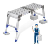 Plateforme de travail professionnelle réglable en aluminium pliable avec verrou de sécurité, 83,8 x 30,5 x 50,8 cm, capacité de charge jusqu'à 362 kg, plate-forme d'escalier pour atelier et garage