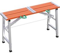 Plateforme de travail réglable et portable - Échelle pliable en acier au carbone, multifonction, capacité de charge de 300 kg, idéal pour un usage domestique et professionnel, orange, 150 x 27 cm