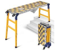 Plateforme de travail stable 2 en 1 + table de soudage mobile avec bandes adhésives antidérapantes, hauteur réglable de 70 à 110 cm, plate-forme de travail pliable, en aluminium, établi galvanisé