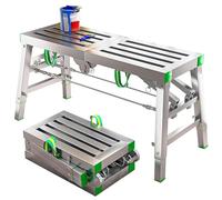 Plateforme d'échafaudage pliable portable, banc de travail en métal réglable en hauteur pour une installation facile et un soutien stable dans les tâches de construction et d'entretien