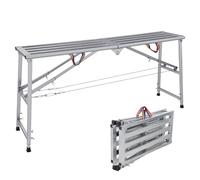 Plateforme Échafaudage Pliante avec Hauteur Réglable, Banc de Travail Antidérapant en Acier Galvanisé, Charge Max 408 kg, Escabeau Multifonction pour Lavage de Voiture Décoration Entretien