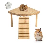 Plateforme en Bois pour Hamster, Plateforme deHamster avec Pont D'éChelle | Jouet en Bois, Accessoires pour Cage avec éChelle, AdaptéS aux Hamsters, Gerbilles, Souris