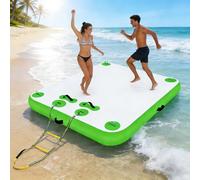 Plateforme Flottante Gonflable, Plateforme de baignade Gonflable Épaisseur de 15 cm avec Pompe Manuelle et Corde pour Piscine, lac, Plage et mer,Vert,5.9x9.9ft