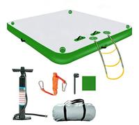 Plateforme Flottante Gonflable, Quai Gonflable, Îlot Flottant avec échelle de Corde pour Piscine, lac, Plage, océan, pêche et détente,Vert,4.9x5.9ft