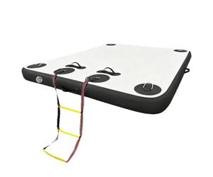 Plateforme gonflable flottante avec échelle en corde pour piscine, lac, plage, océan, relaxation