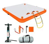 Plateforme gonflable flottante avec échelle en corde pour piscine, lac, plage, relaxation