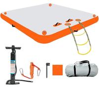 Plateforme gonflable flottante en PVC de 15,2 cm d'épaisseur - Antidérapant - Avec échelle amovible - Idéal pour les activités aquatiques et lacustres