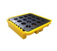 Plateforme industrielle de confinement des fuites, palette empilable avec grilles amovibles pour la prévention des déversements intensifs dans la manipulation d'huile et de produits chimiques