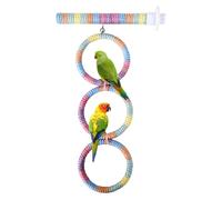 Plateforme Interactive d ' entraînement des Oiseaux, Jouet d ' pour perroquets Fait à la Main, Perles à croquer, terrains de Jeux multifonctionnels, Pont Suspendu en Bois Naturel, Jouet pivotant