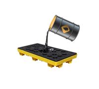 Plateforme Modulaire De Rétention Des Déversements, Bac De Rétention Pour Fût D'Huile De 43 L Avec Drain, Plateau Industriel Étanche En Polyéthylène Pour Garages Et Supermarchés, Jaune, 40 L / 120 X