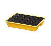 Plateforme modulaire de rétention des déversements, bac en plastique étanche pouac de rétention robuste, jaune, 49 x 35,5 x 9,5 cm, solution sûre et durable pour la gestion des hydrocarbures