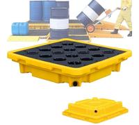 Plateforme modulaire de rétention des déversements pour entrepôts et usines, avec bac de rétention anti-fuite pour fûts et sous-sols. Plateforme de rétention des déversements avec drain et p