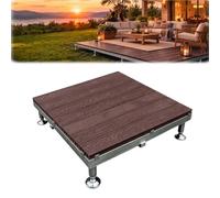 Plateforme Modulaire de Terrasse WPC 100x100 cm, Pieds Réglables 15-20 cm, Sol pour Balcon et Patio, Marron Café