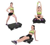 Plateforme oscillante et vibrante de Fitness, Plaque vibrante 3D avec 2 Bandes de résistance, Plateforme oscillante, 5 Modes de Programmation, équipement de Gymnastique avec écran LCD/Noir