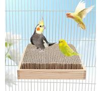 Plateforme Perchoir pour Oiseaux avec Jouets en Carton - Jouet à Mâcher, Jouet de Recherche de Nourriture, Perchoir Abrasif pour Pattes - Accessoire de Cage pour Petits Oiseaux Perruches, Calopsittes