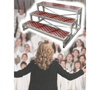 Plateforme pour chœur, escalier Choral pour chœurs et Concerts, pupitre Rouge réglable, Podium de théâtre, Gradins pour sièges publics (128 x 90 x 60 cm)