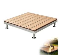 Plateforme Surélevée de 84x84 cm, Dalles Modulaires D'extérieur Réglables | Dalles de Terrasse Résistant aux Intempéries, Socles en Métal, pour Villas Cours Fermes(Teak,84x84x15cm(33x33x6in))