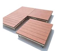 Plateforme Surélevée en Composite de 4 Pièces, 84 x 84 cm | Dalles de Terrasse Modulaires Emboîtables, Résistant aux Intempéries, Plots Réglable, for Arrière-cour, Pelouse(Redwood)