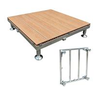 Plateforme Surélevée Modulaire en Composite de Bois，structure Métallique | 84x84 cm Kit de Terrasse Flottante D'extérieur, Pieds Réglables en Hauteur, pour Jardin Pelouse(Teak)