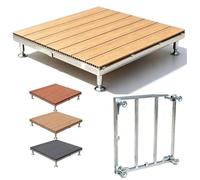 Plateforme Surélevée Réglable de 84x84 cm, Dalles Modulaires | Dalles de Revêtement de Sol D'extérieur en WPC, Imperméables, pour Jardins Balcons Camping(Teak,33x33x4in)