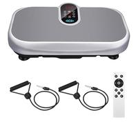 Plateforme Vibrante 150KG avec Bandes de Résistance et Télécommande, Plaque vibrante Fitness avec 120 Niveaux de Vibration et 9 Programmes d'entraînement Automatiques, Haut-Parleur Bluetooth