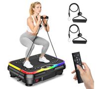 Plateforme Vibrante 250 Niveaux 9 Programmes Drainage Lymphatique | 10 min = 1h de course. 9 prog, 250 vitesses, 130kg. Vibra focalisée : abdos 60%, jambes 80%. Massage + 2 bandes