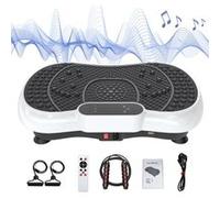 Plateforme vibrante BIGZZIA, Avec cordon de serrage, et télécommande, support Bluetooth, avec une corde à sauter en métal gratuite，Blanc Blanc G