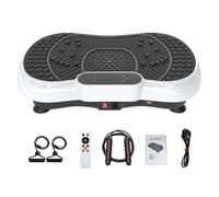 Plateforme vibrante BIGZZIA, Haut-parleurs Bluetooth & cordon de serrage, 99 niveaux, écran tactile LED, une corde à sauter,Blanc