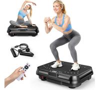 Plateforme vibrante de Fitness Portable - 250 Niveaux d'intensité + 9 programmes prédéfinis, avec Cordes élastiques de résistance, pour Le renforcement Musculaire à Domicile