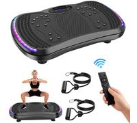 Plateforme vibrante d'exercice avec lumière LED, 200 kg, 9 modes pour un entraînement complet du corps, brûlage des graisses, renforcement musculaire, perte de poids et mise en forme noir