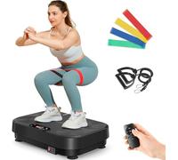 Plateforme Vibrante Dripex Plaque Vibrante 5 Programmes, avec Télécommande, Bandes de Résistance, 99 Niveaux d’Intensité Plaque Vibrante pour Drainage lymphatique