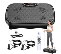 Plateforme Vibrante Perte de Poids, Plaque vibrante Fitness avec 99 Niveaux d’Intensité et 5 Programmes, avec Bandes de Résistance et Télécommande, Écran LED, Plateformes Vibrantes et Oscillantes