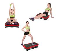 Plateforme Vibrante Perte de Poids, Plateforme Vibrante de Massage Lymphatique, Plaque Vibrante, 200W,Bluetooth Musique,Exercice à la Maison, réduction de la Graisse et de la Forme/Noir et Rouge