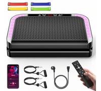 Plateforme Vibrante, Plaque Vibrante Fitness avec 200 Niveaux d'Intensité, 9 Programmes Sport, Haut-Parleur Bluetooth, Télécommande, Bandes et Cordes de Résistance , Écran LED, Capacité de 200 kg