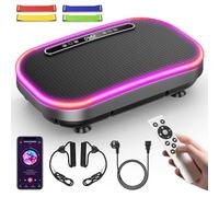 Plateforme Vibrante, Plateforme Vibrante Perte de Poids, 9 Modes Réglables, 1-120 Niveaux D’Intensité, Haut-Parleur Bluetooth Intégré, Télécommande, Écran LED, Capacité de Charge 150 kg (Argent)