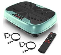 Plateforme vibrante pour entraînement complet du corps à la maison avec bandes de résistance 1 à 99 vitesses, compacte, antidérapante, verte