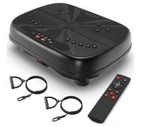 Plateforme vibrante pour entraînement complet du corps à la maison avec bandes de résistance 1 à 99 vitesses, compacte, antidérapante, noire