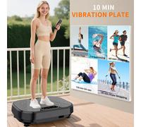 Plateforme vibrante pour exercices corporels complets avec bandes de résistance, moteur silencieux et contrôle de la vitesse. GRIS