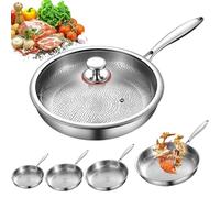 Plateful Titanium Pan with Lid, 100% Pure Titanium Pan for Cooking, 2025 Ultra-Durable Non-Stick Frying Pans, Scratch-Resistant, Even Heating, Hammered Pattern, Perfect for Every Cooktop (XL)