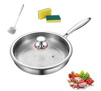 Plateful Titanium Pan with Lid, 100% Pure Titanium Pan for Cooking, Non-Stick titanium Hammered Pans Pro, Ultra-Durable & Scratch-Resistant, Perfect For Kitchen Cooking (With Cover,10.23in/26cm)