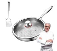 Plateful Titanium Pan with Lid, 100% Pure Titanium Pan for Cooking, Non-Stick titanium Hammered Pans Pro, Even Heating, Ultra-Durable & Scratch-Resistant, Perfect for Every Cooktop (With Lid,11.81in)